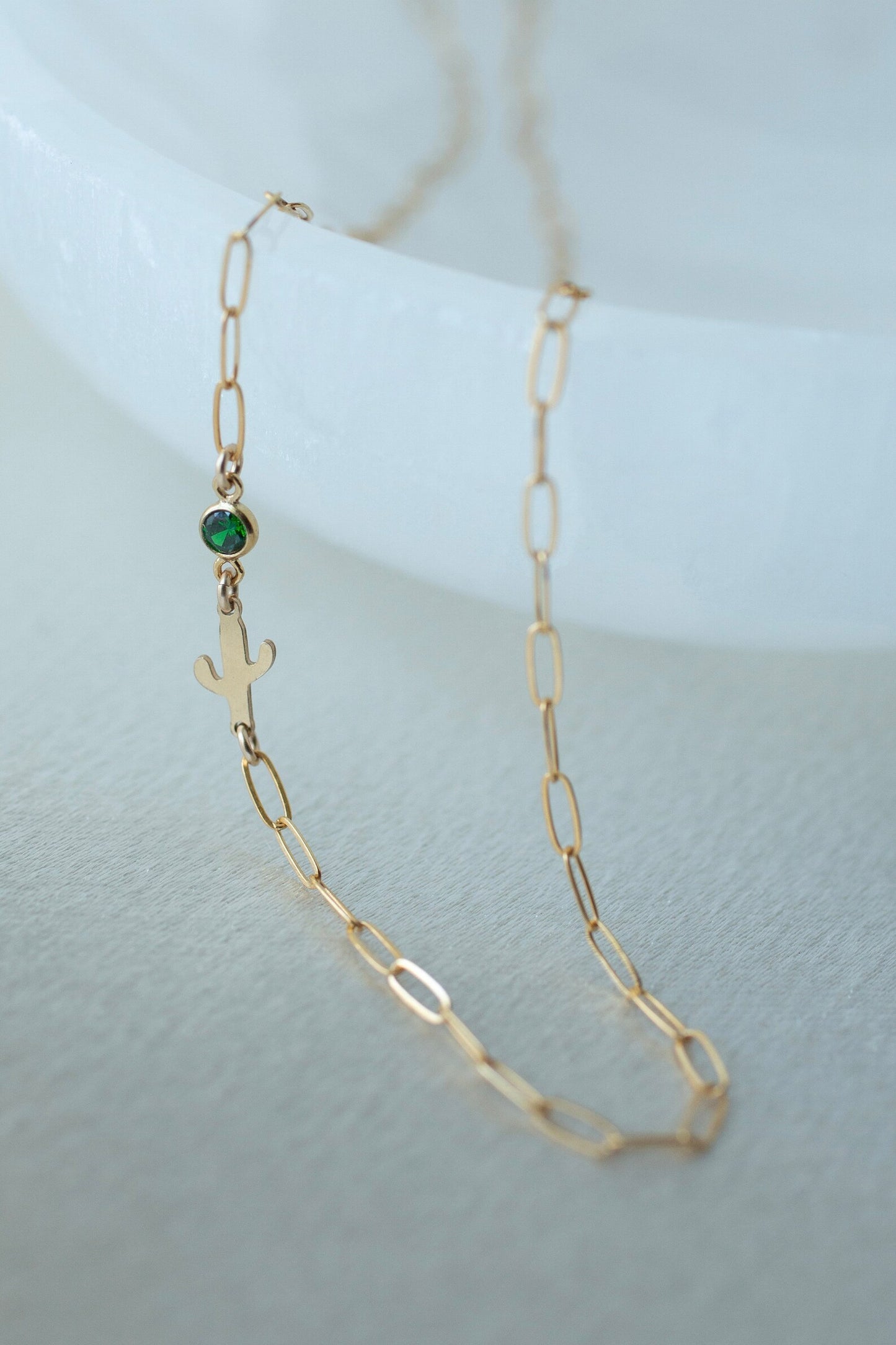 Gold Filled Cactus Birthstone Necklace