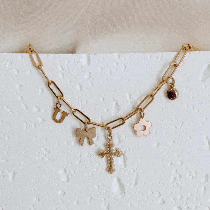 Gold Filled Large Charm Necklace