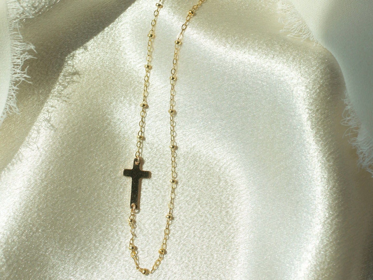 Gold Filled Sideways Cross Necklace