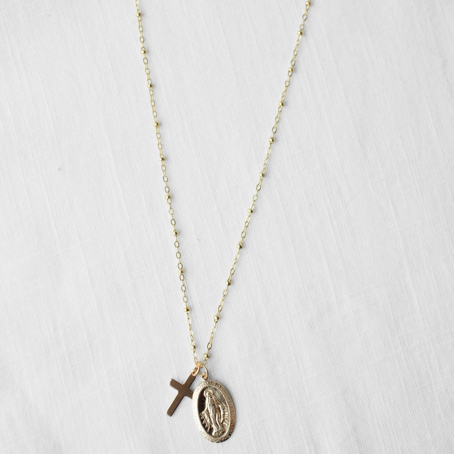 Oval Mary Cross Necklace