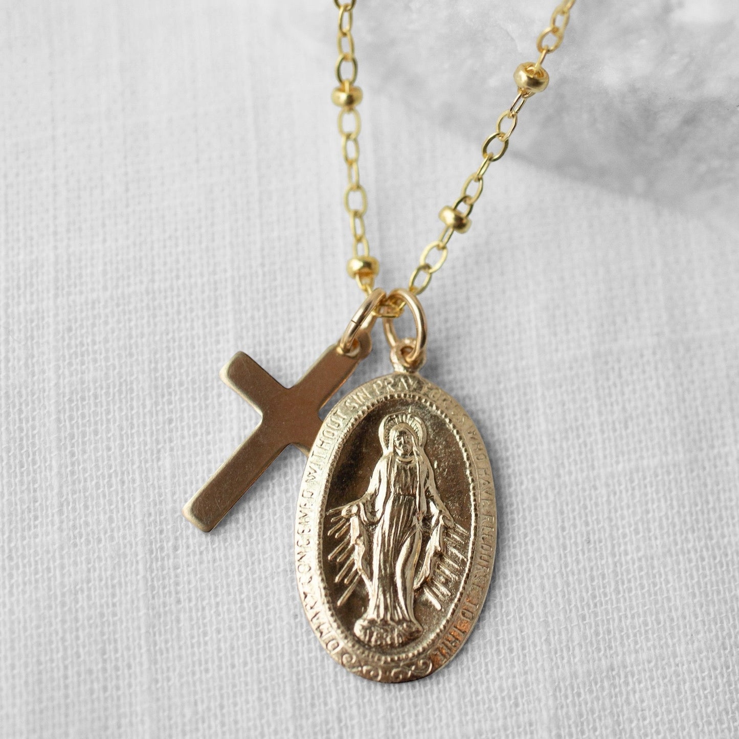 Oval Mary Cross Necklace
