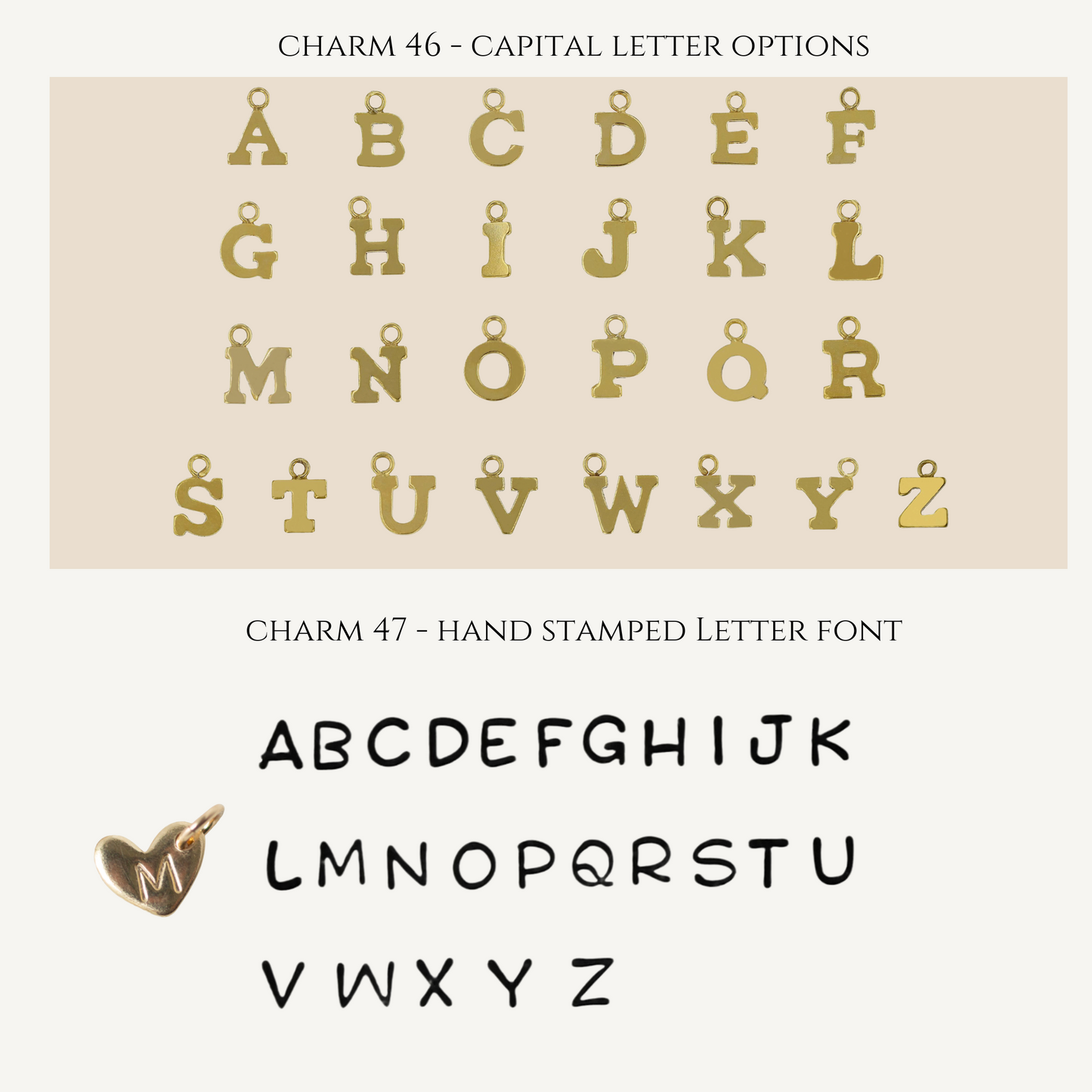 gold filled letter charm