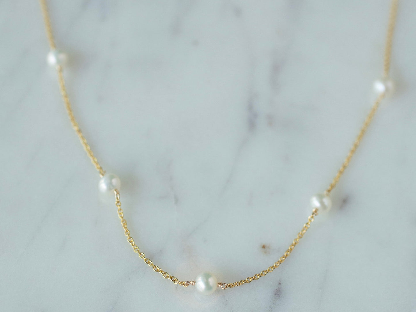 14k Gold Pearl Choker Necklace