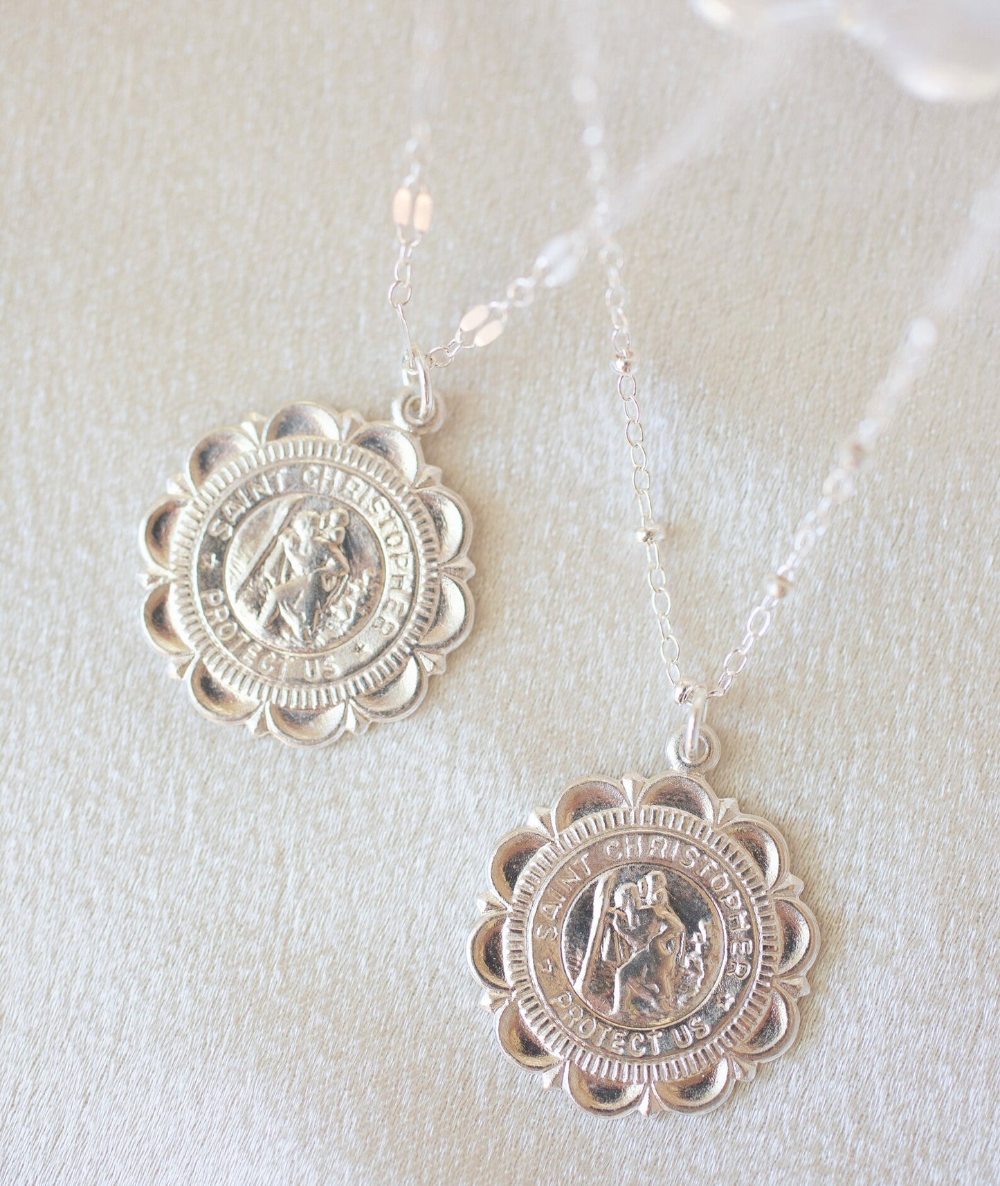 Silver Large Saint Christopher Necklace