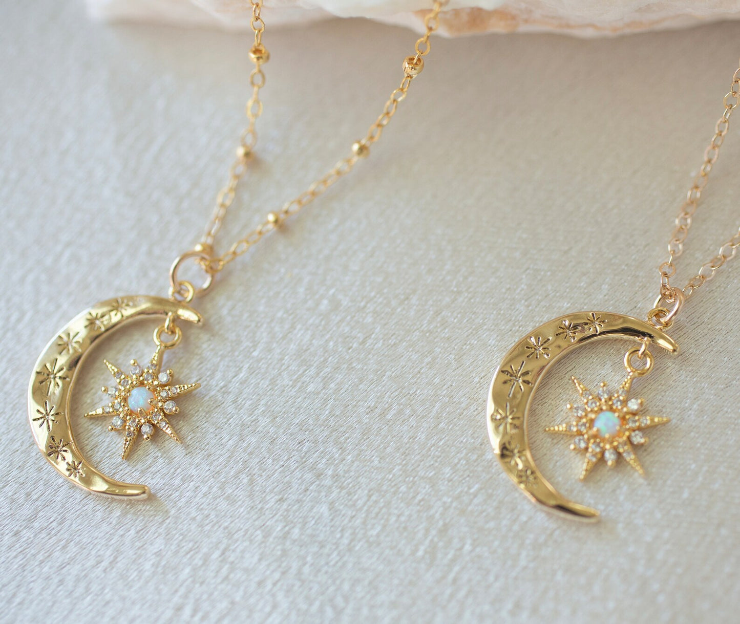Crescent Starburst Necklace | Starburst Gold Necklace