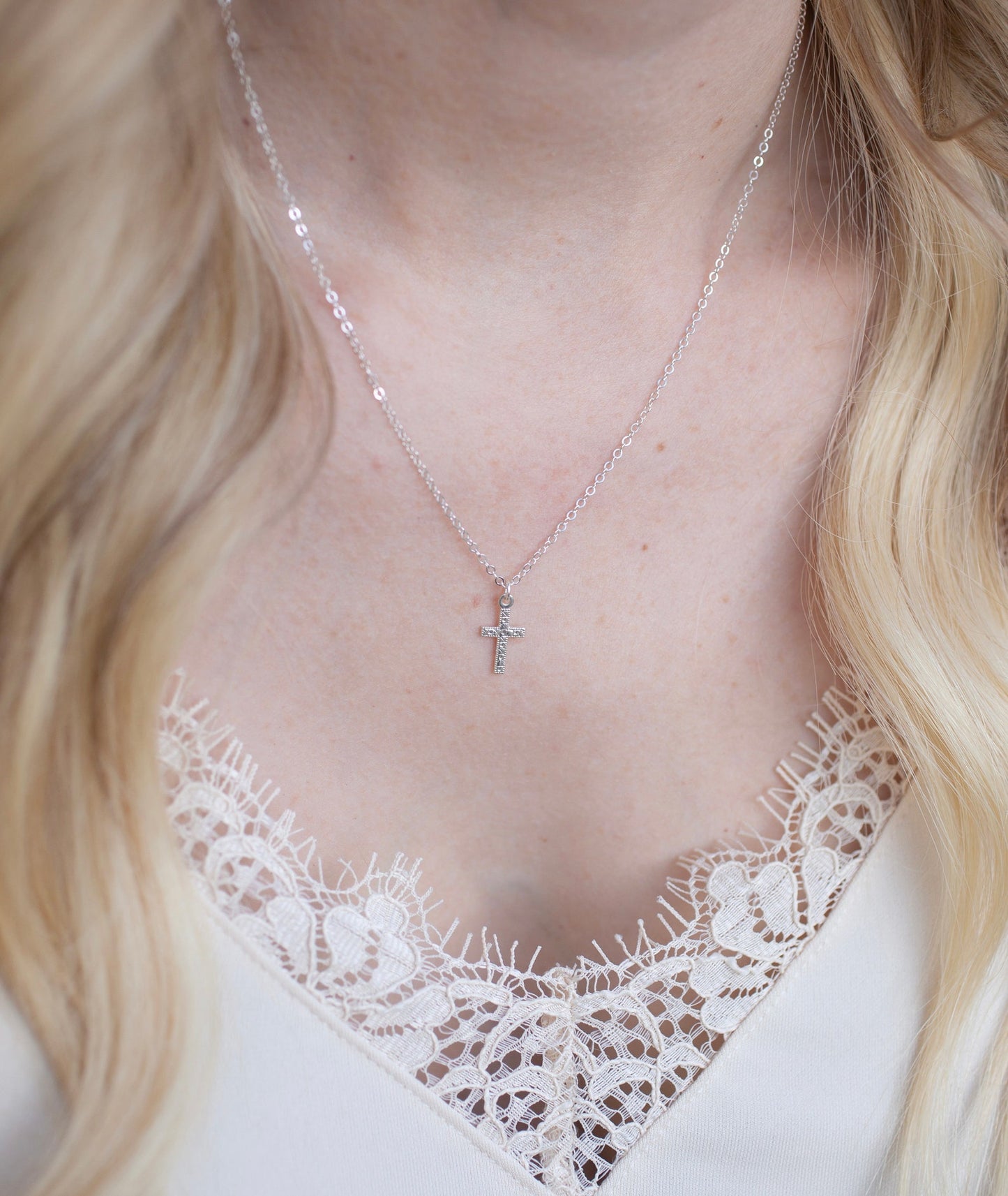 Silver Tiny Cross Necklace