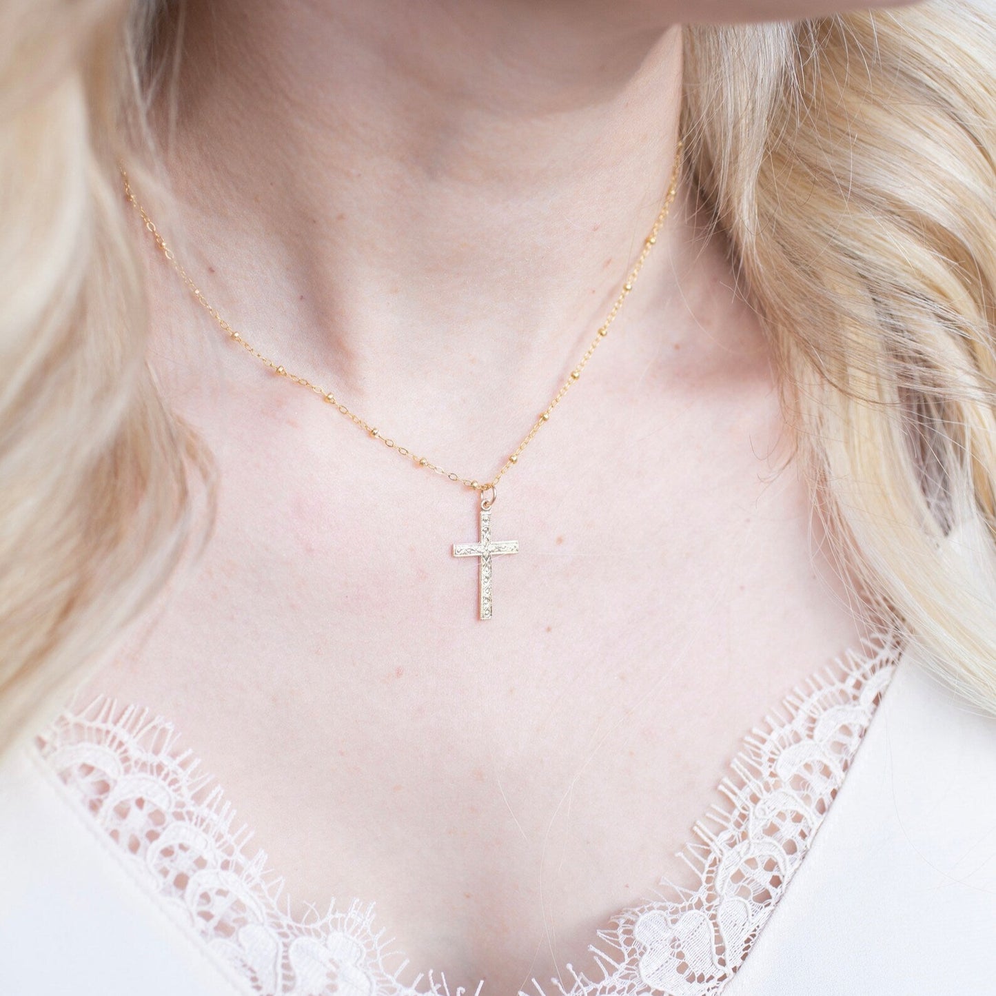 Floral Cross Necklace