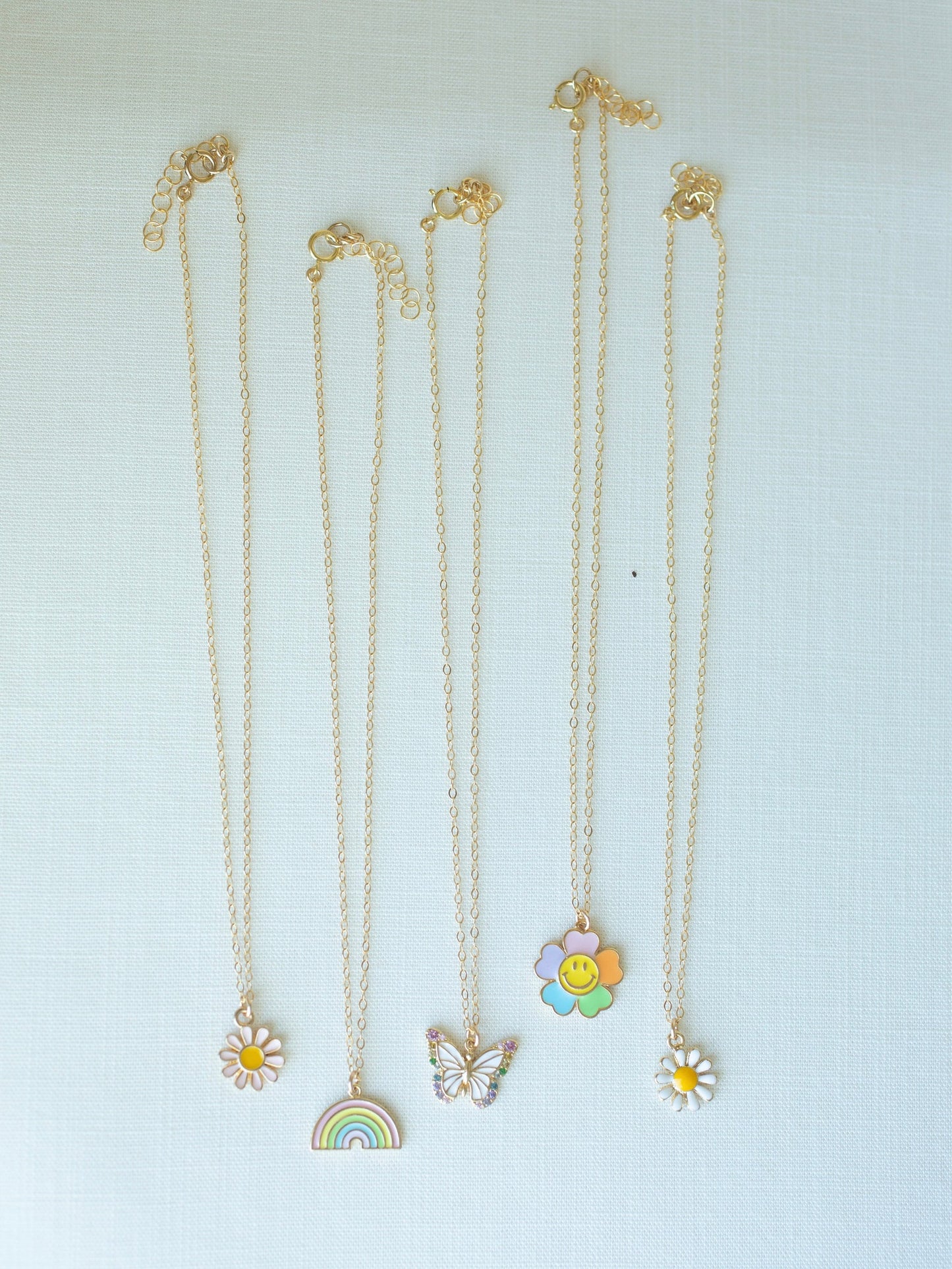 Gold Kids Enamel Necklace