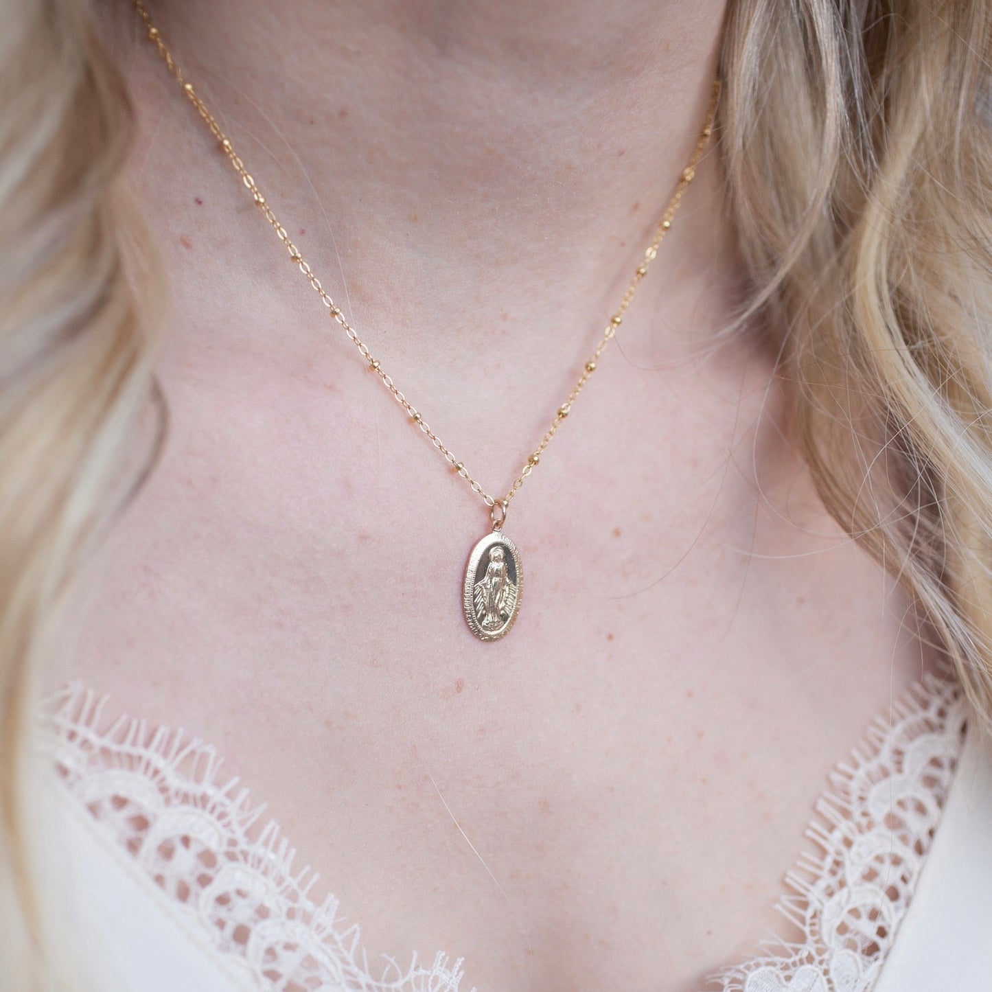 Gold Oval Mary Necklace