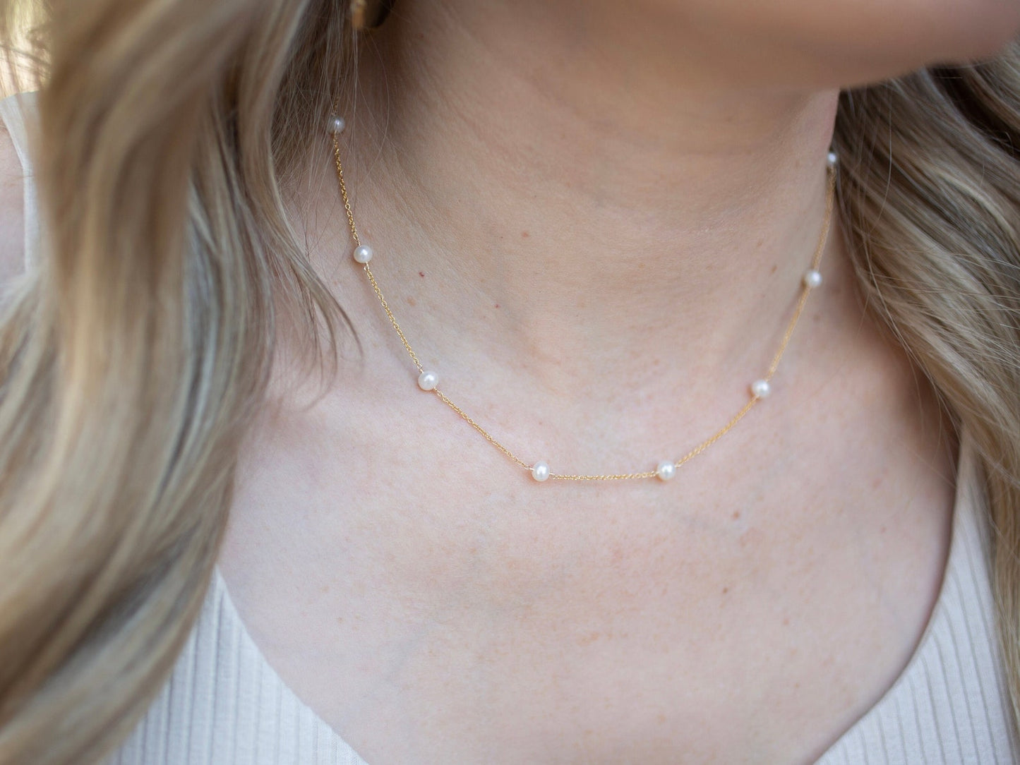 Gold Pearl Choker Necklace