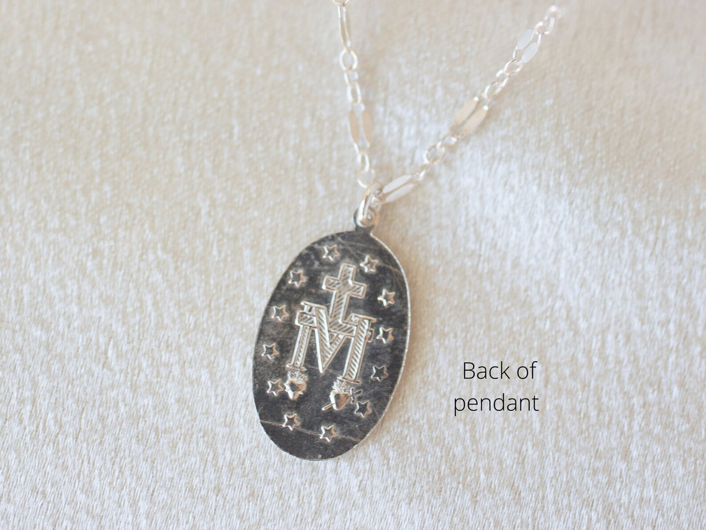 Gold With Silver Oval Mary Necklace