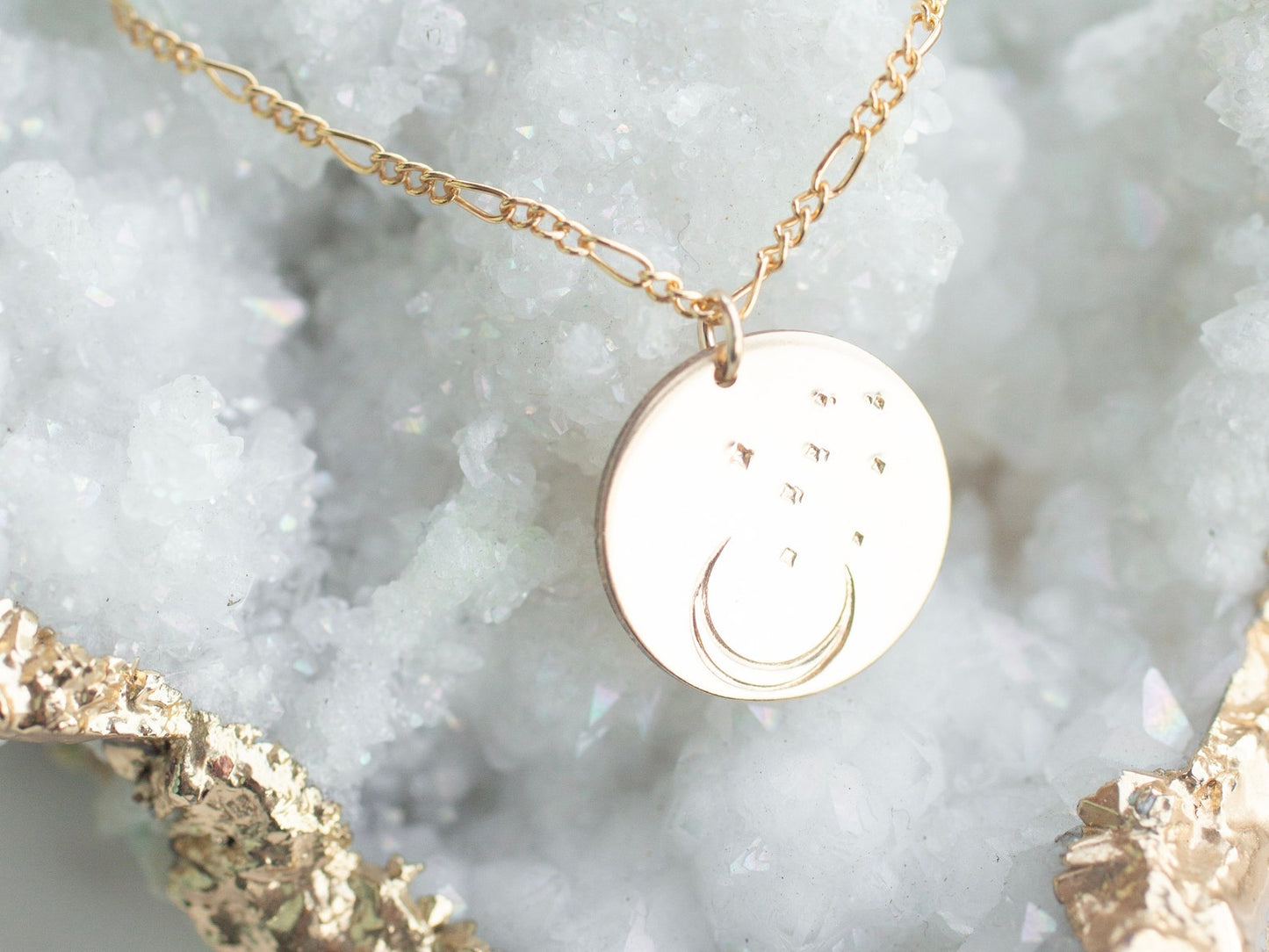 Moon and Stars Disc Necklace