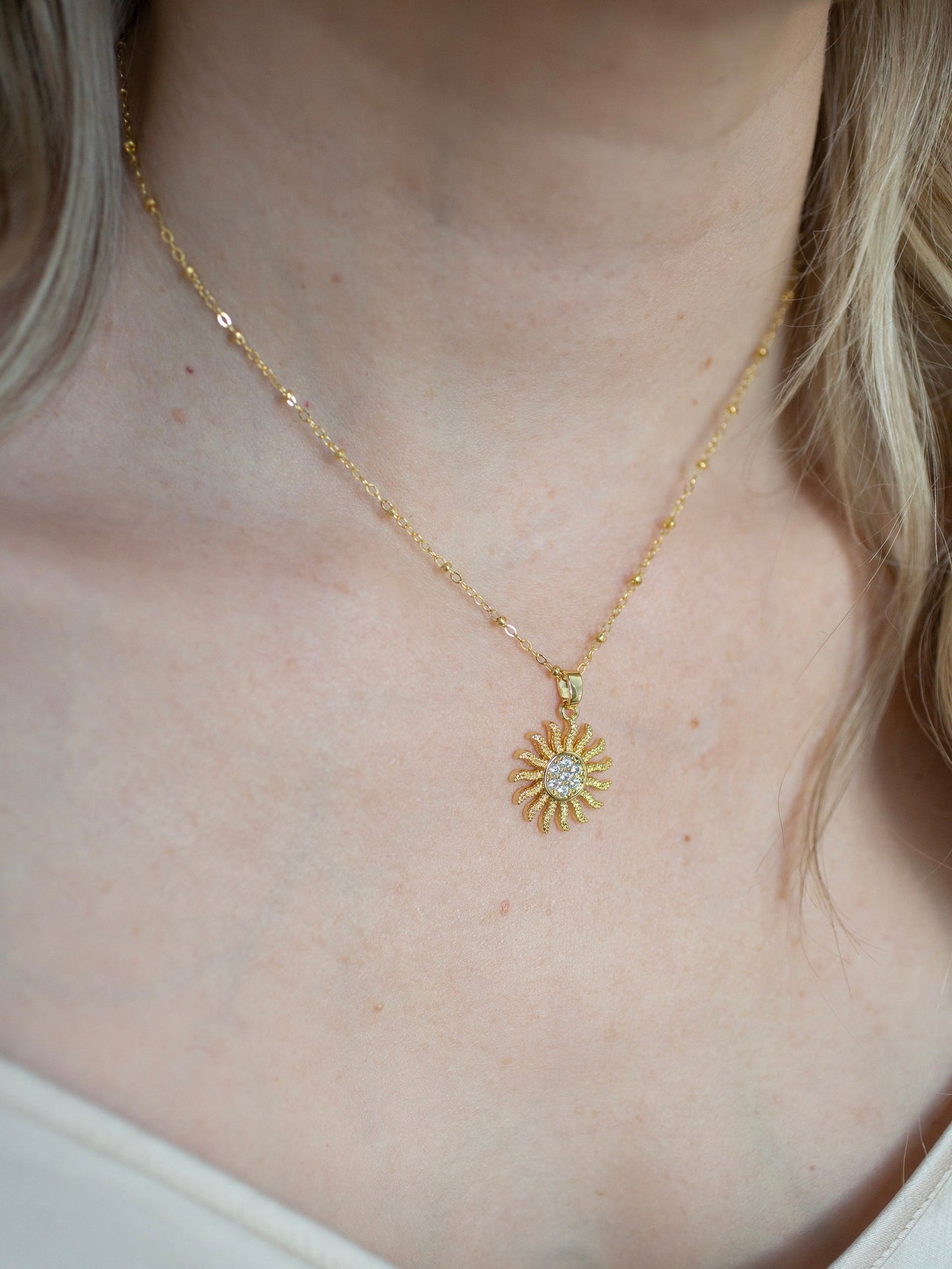 Sunburst Necklace With Gold