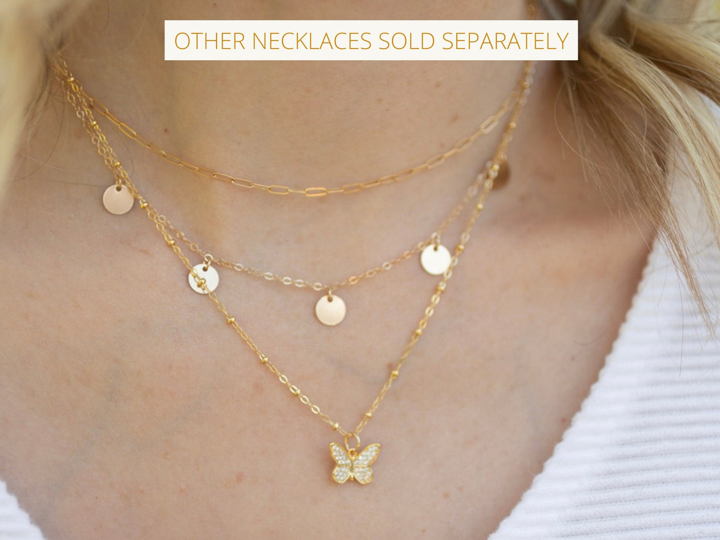 gold disc necklace 14k