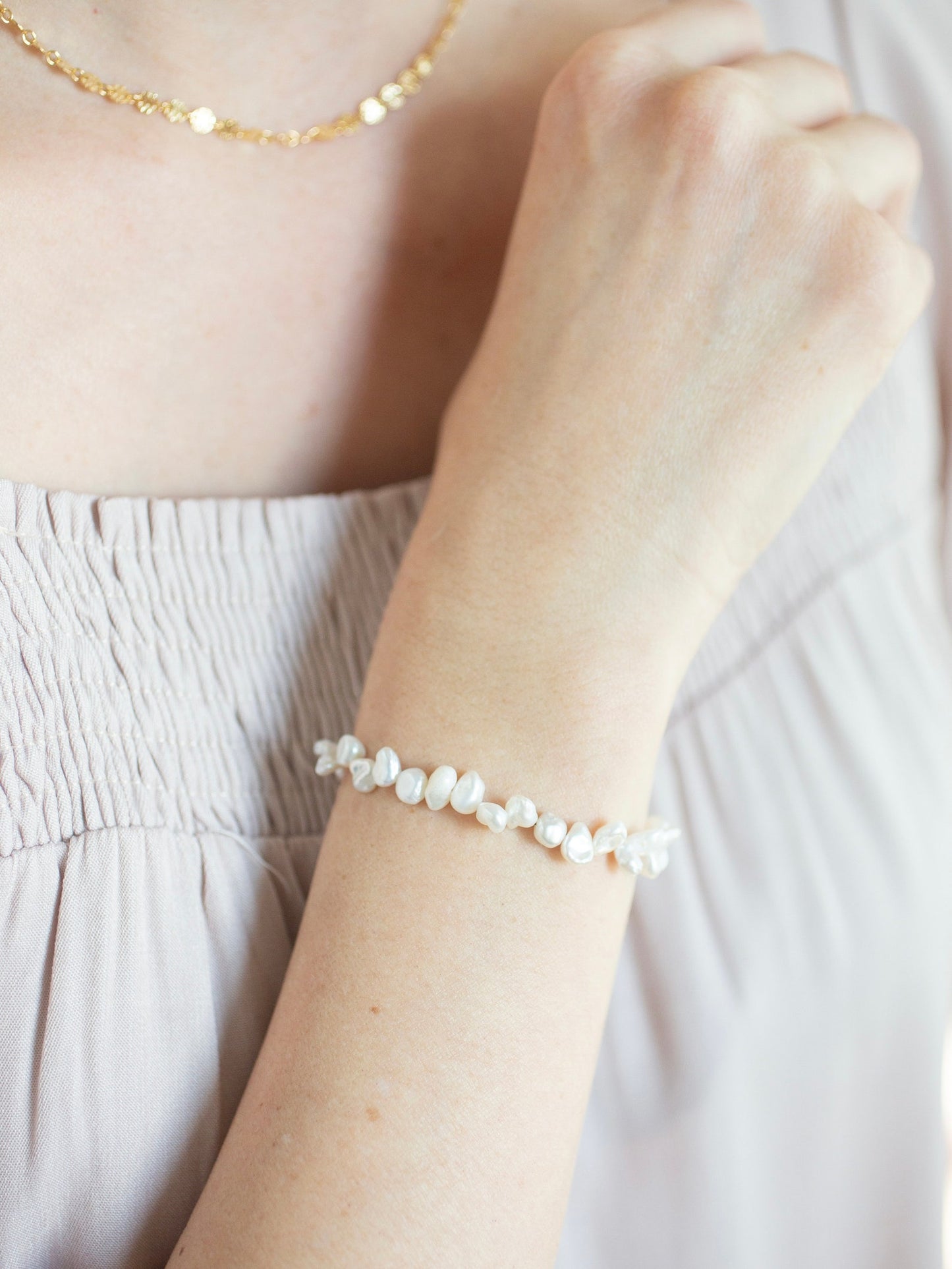 white gold and pearl bracelet