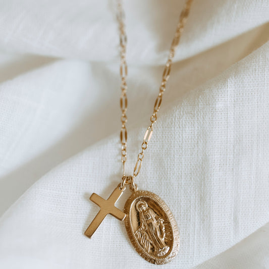 14K gold filled small cross necklace