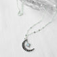 Silver Crescent Lucky Star Necklace