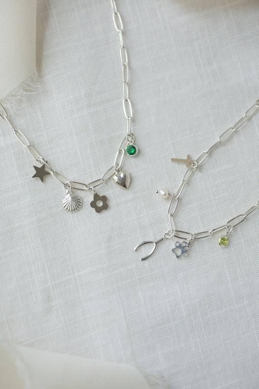 Sterling Silver Paperclip Charm Necklace