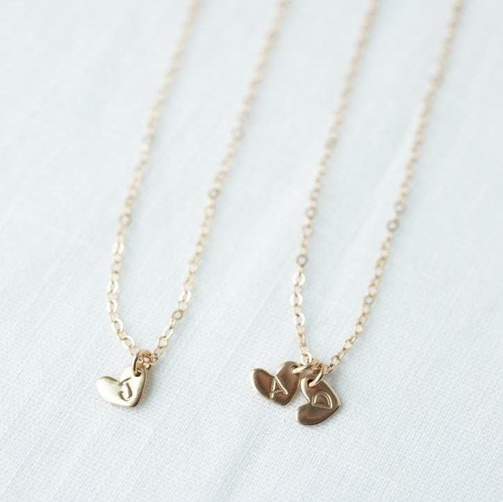 Tiny Heart Initial Necklace