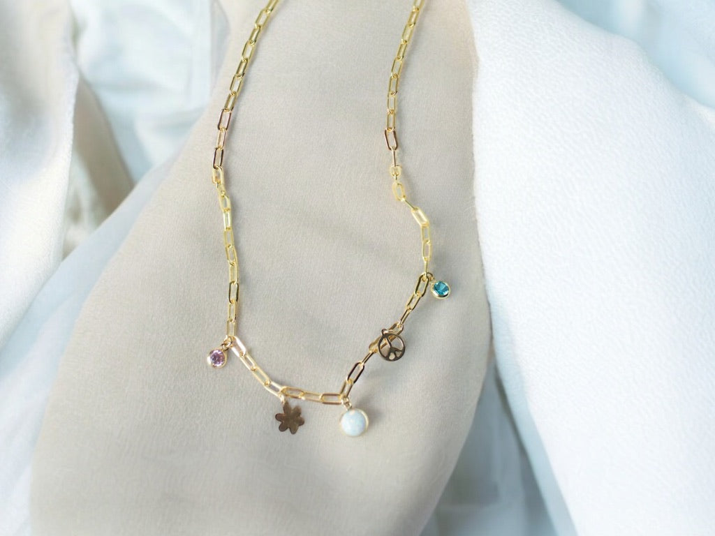 gold filled charm necklace