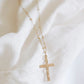 gold filled floral cross necklace