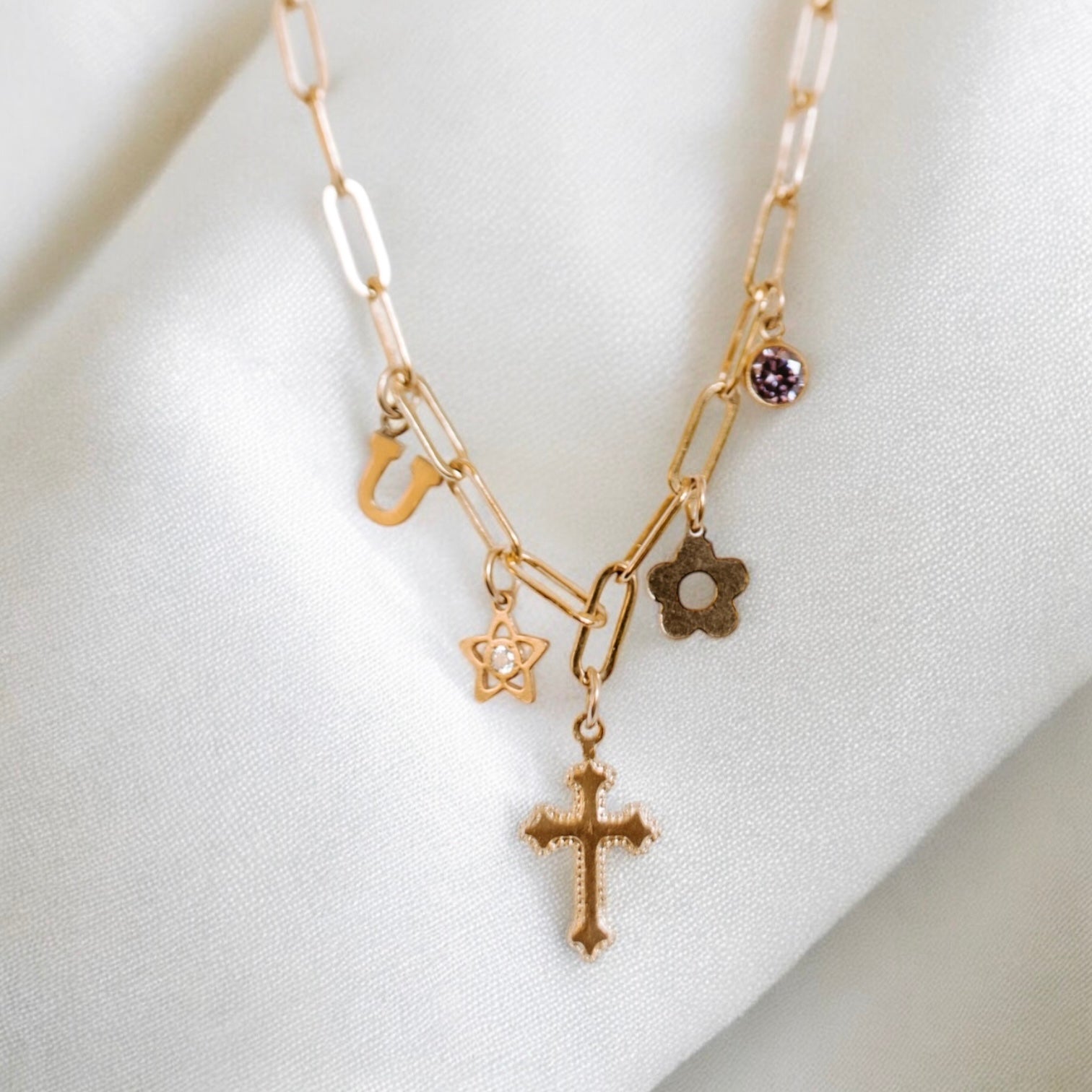 gold filled personalized charm necklace