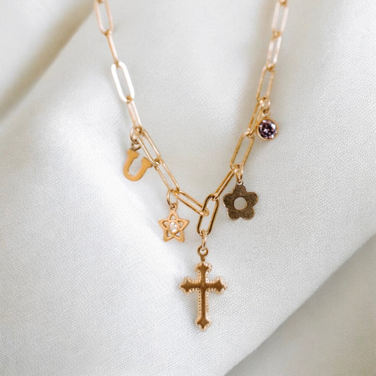 gold filled personalized charm necklace