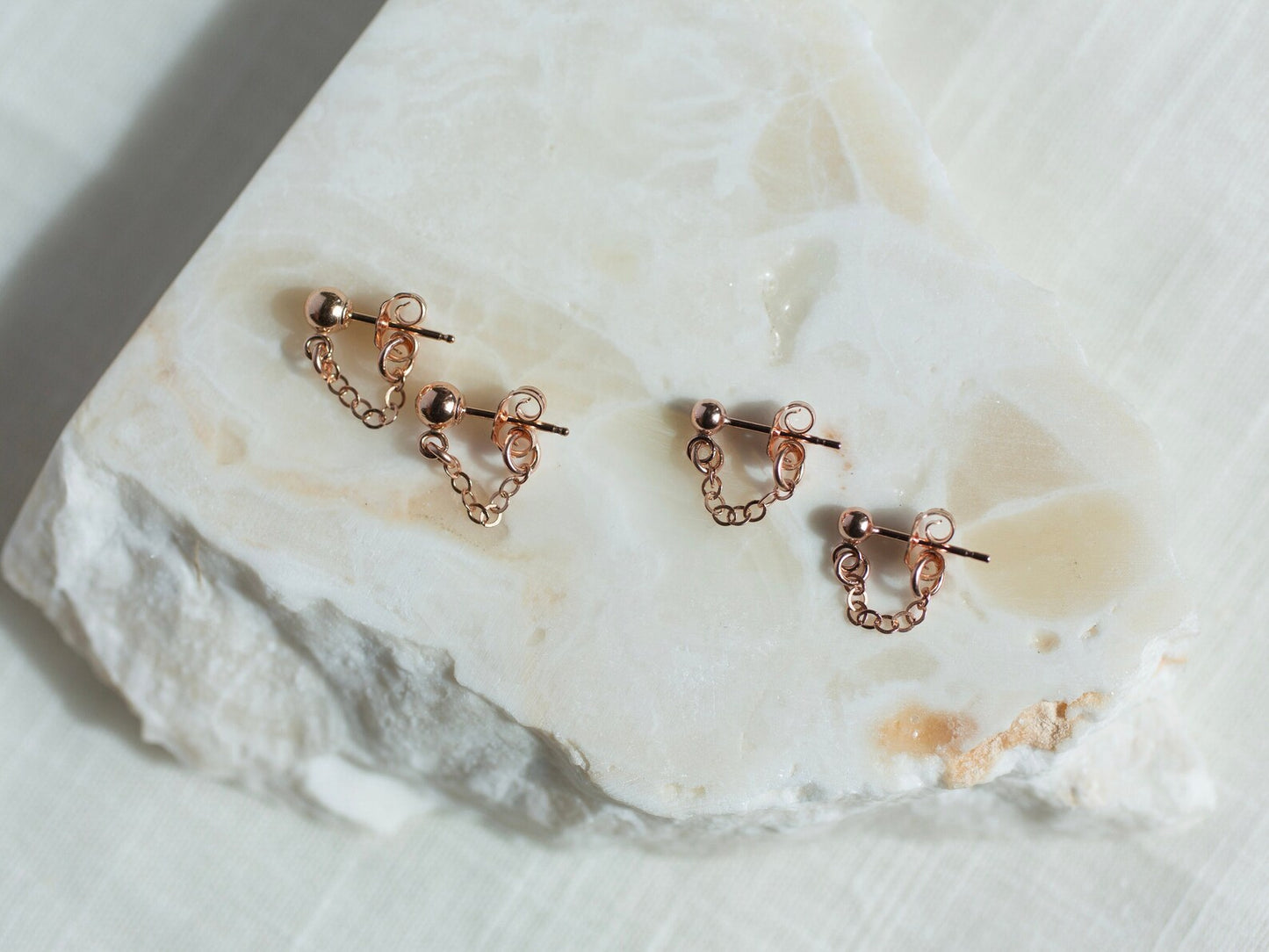 Rose Gold Mini Chain Earrings