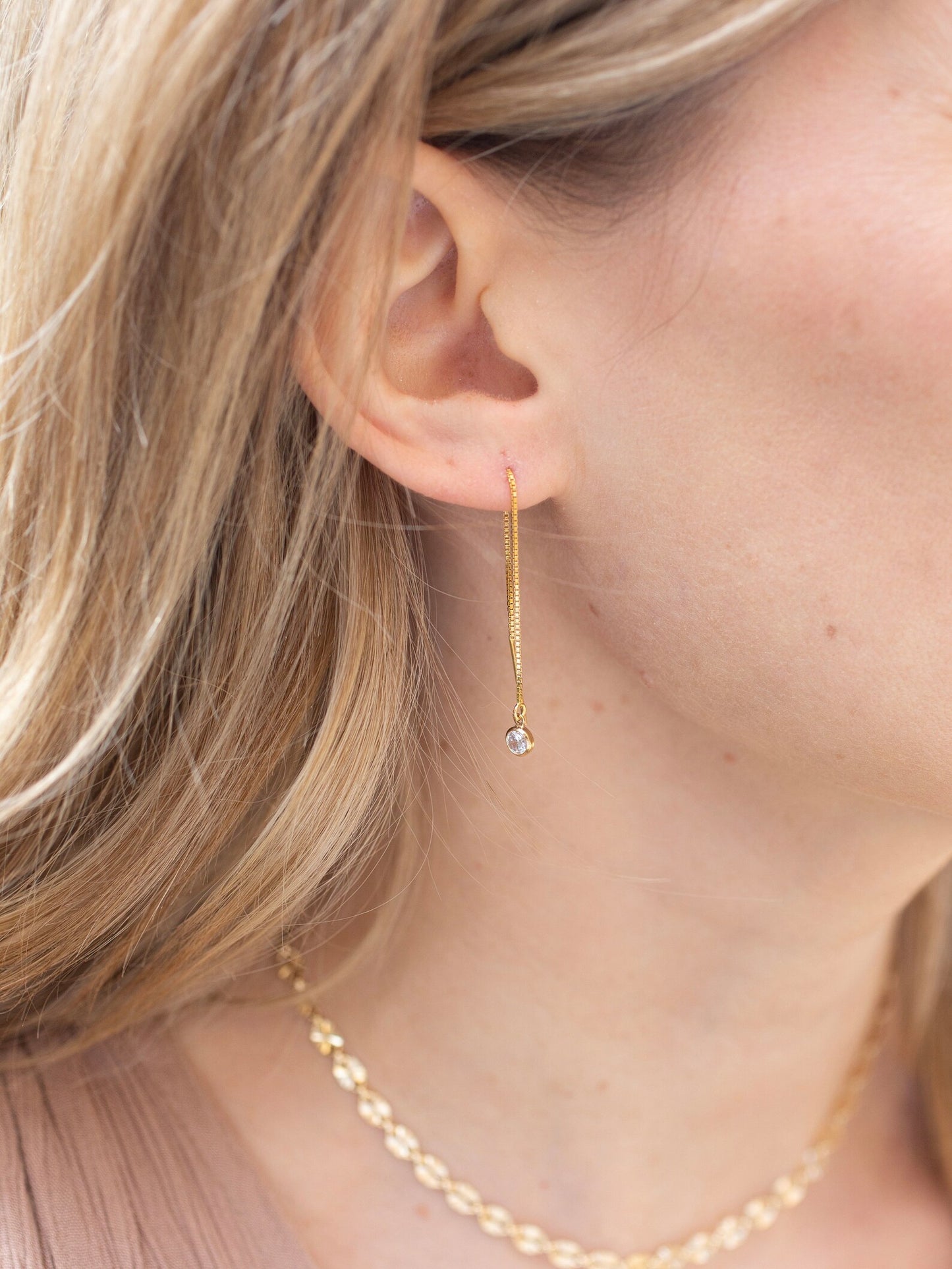 Gold Sparkle Threader Earrings