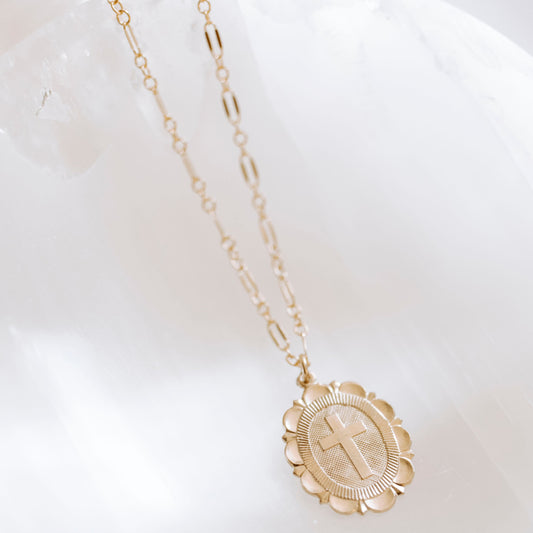 Round Cross Necklace