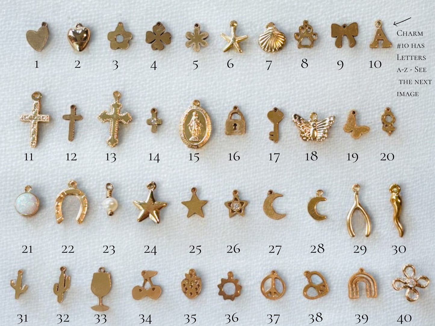 small gold necklace charms