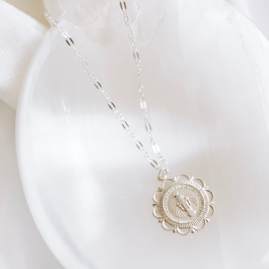 Sterling Silver Mary Necklace
