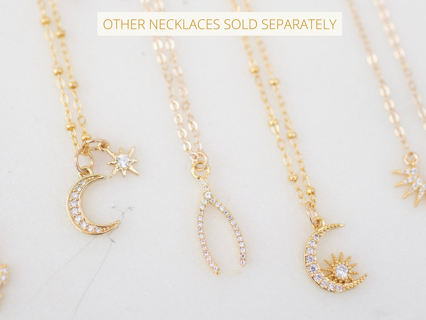 14 karat gold moon necklace