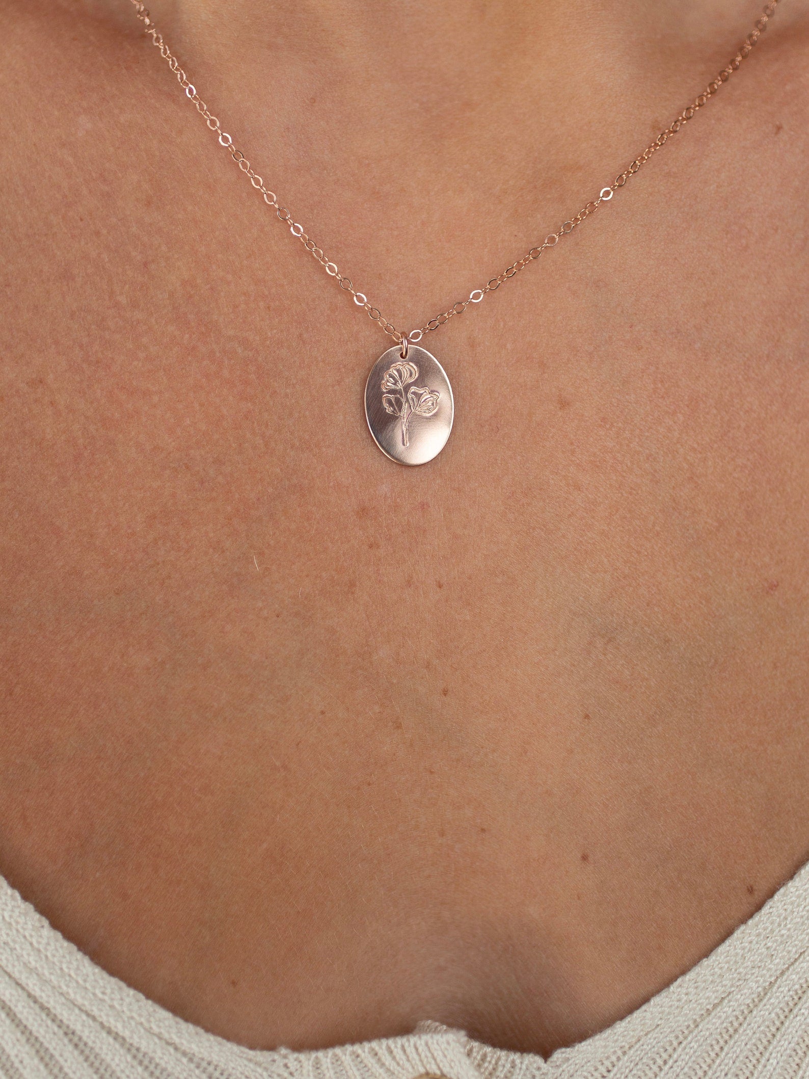 14k Gold Flower Necklace For Women 