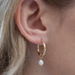 14k Gold Pearl Hoops For Women