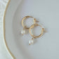 14k Gold Pearl Hoops For Women