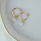 14k Gold Pearl Hoops For Women