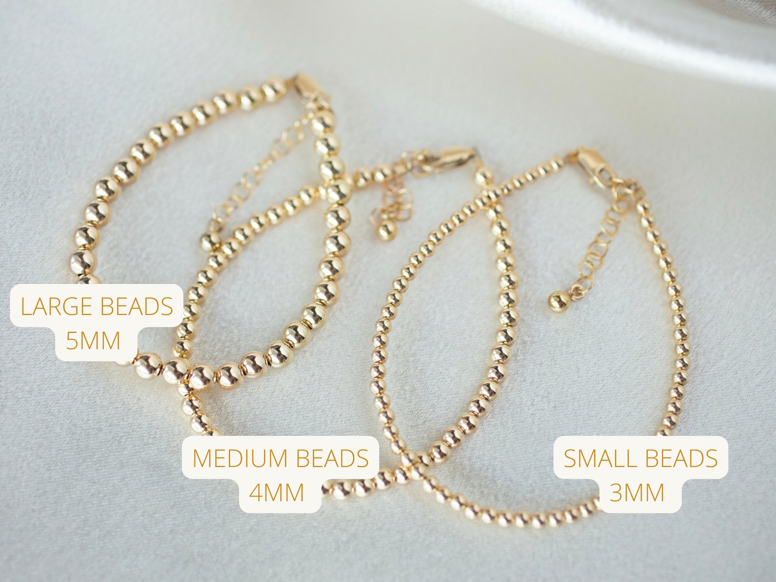 14k solid gold beaded bracelet