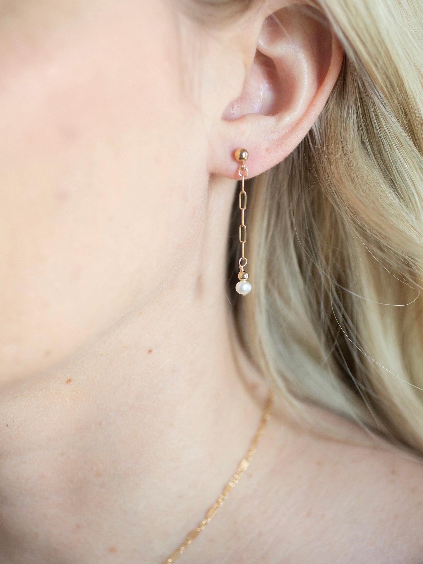 Beaded Chain Stud Earrings