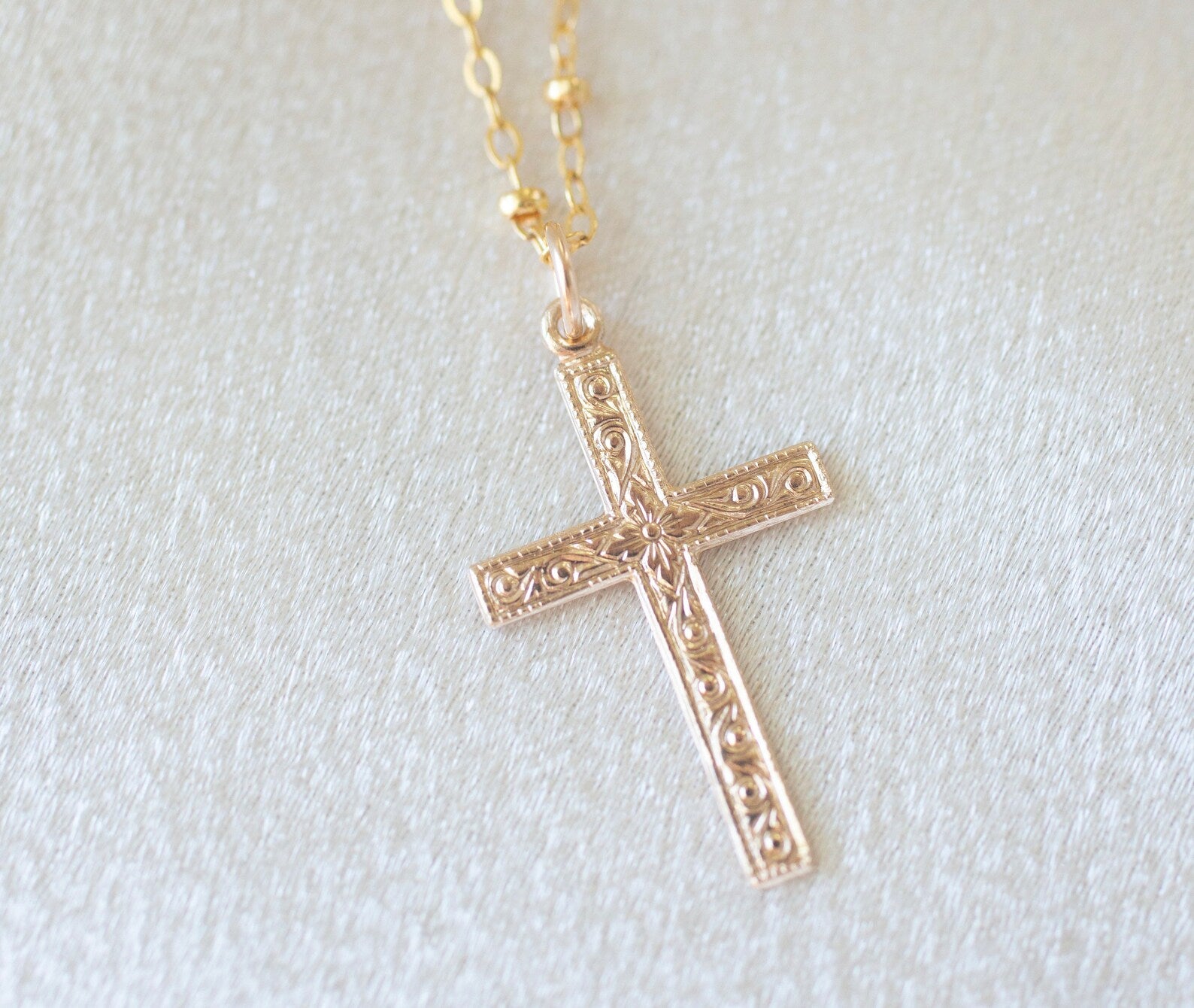 Floral Cross Necklace