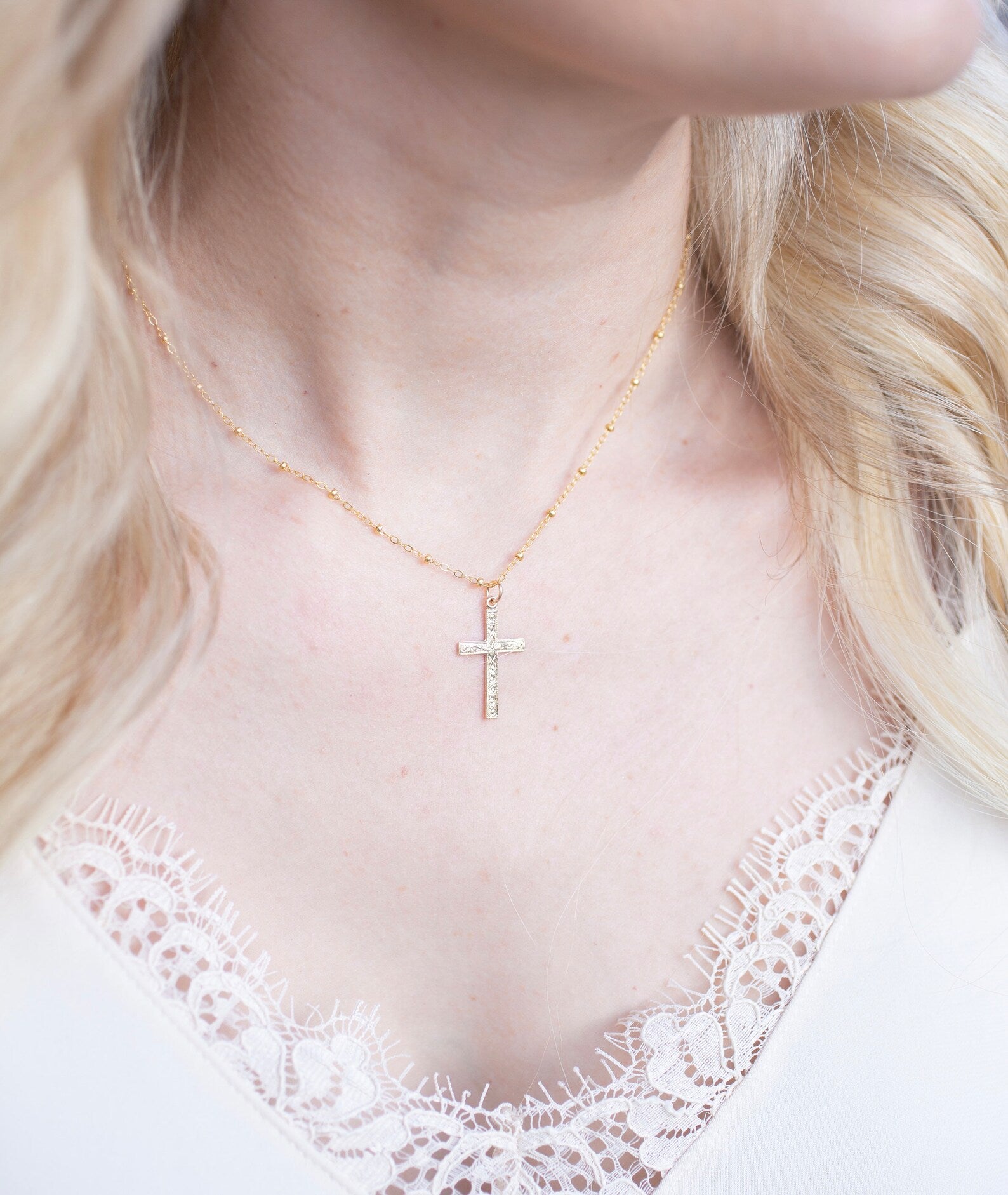 Floral Cross Necklace