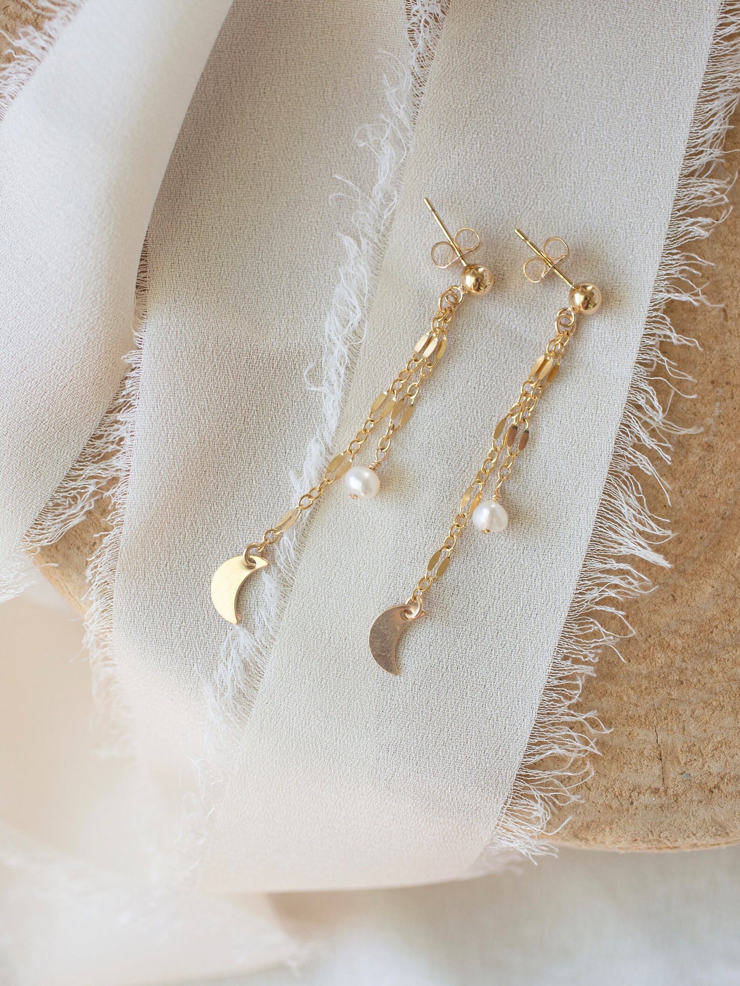 Gold Luna Pearl Earrings 