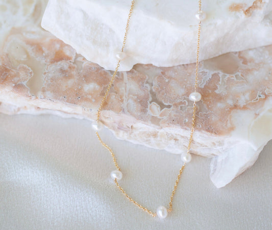 Gold Pearl Choker Necklace For Women