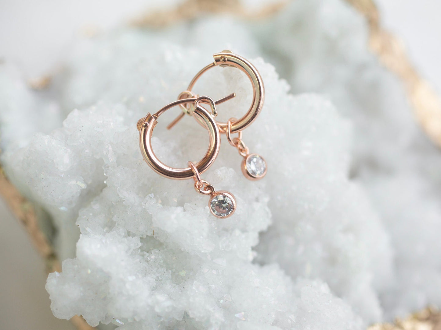 Rose Gold Classic Sparkle Hoops