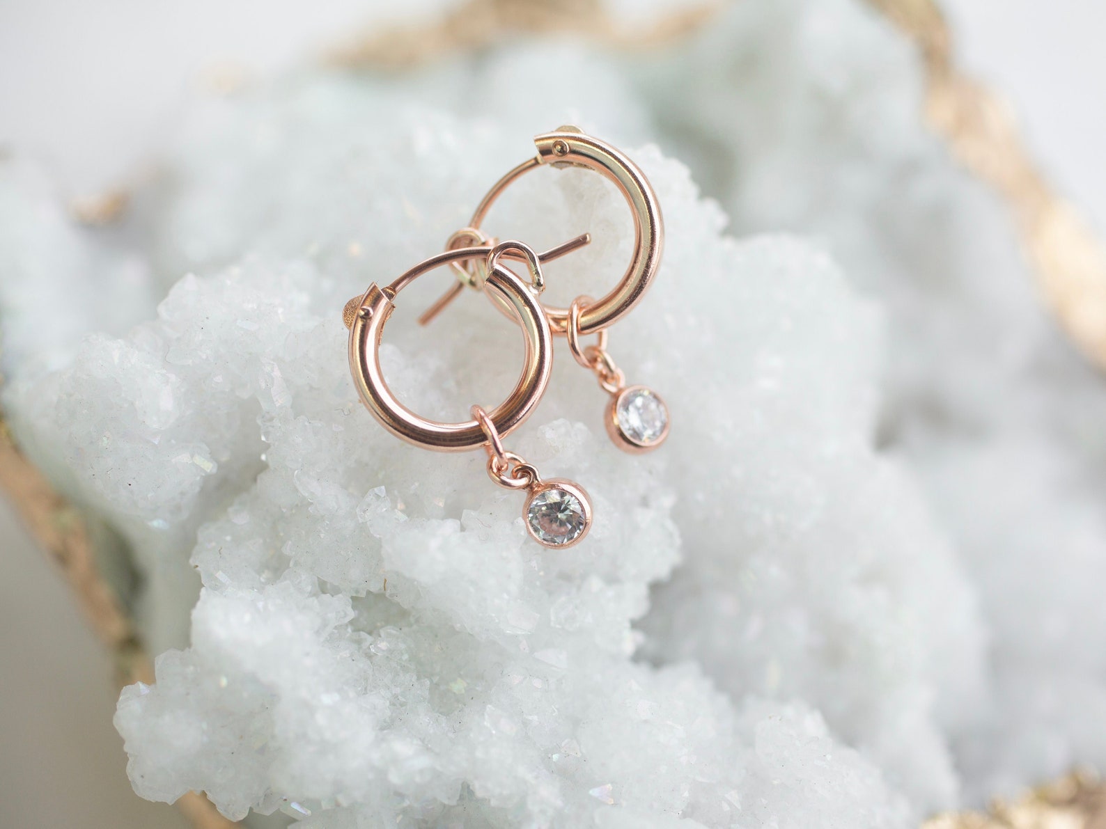 Rose Gold Classic Sparkle Hoops