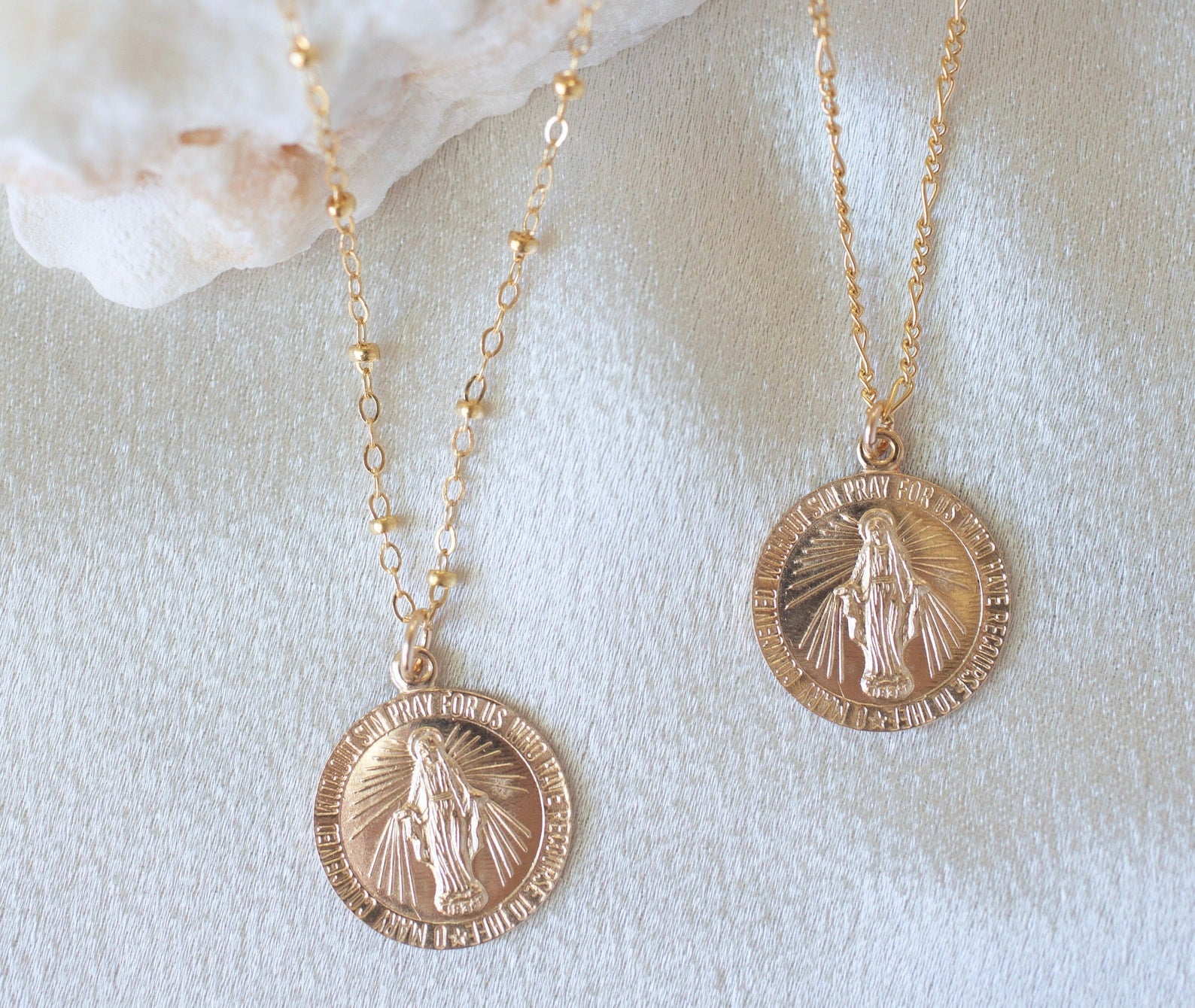Gold Round Mary Necklace