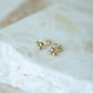 Gold Triple Bead Stud Earrings