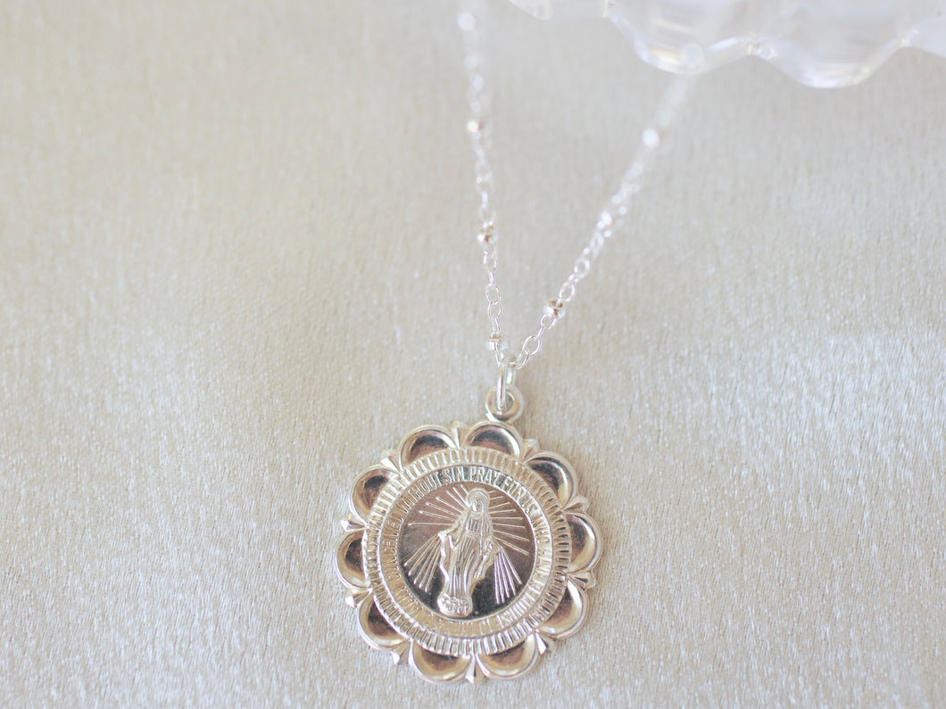 Silver Large Mary Necklace
