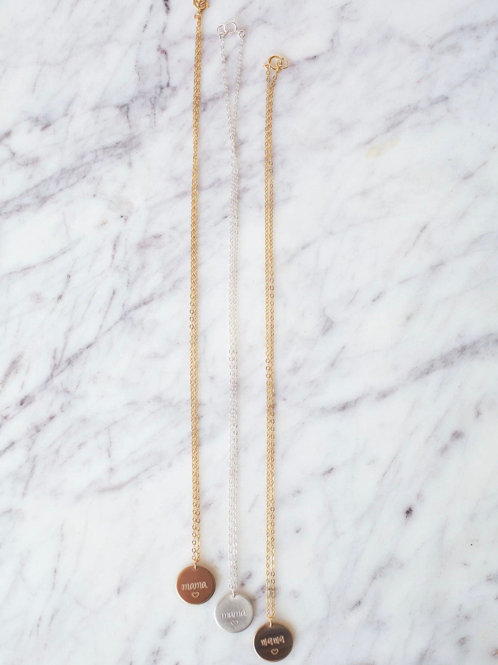 Mama Disc Necklace With Gold