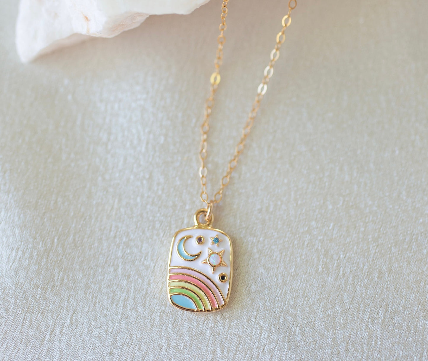 Over the Rainbow Necklace With Gold